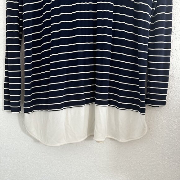 Lauren Ralph Lauren Shirt Womens 1X Striped Long Sleeve Layered Hem Top Blouse - Picture 2 of 9
